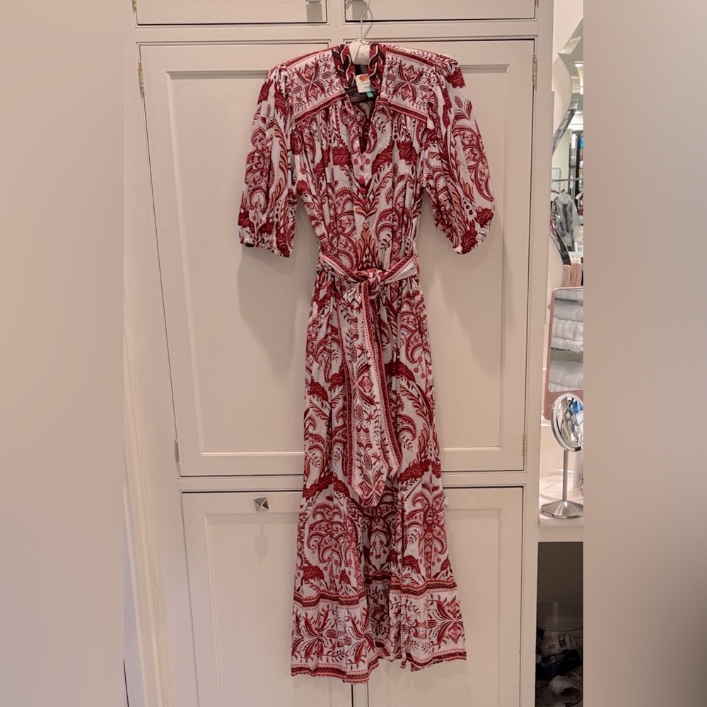 FARM Rio Red and White Maxi Dress
